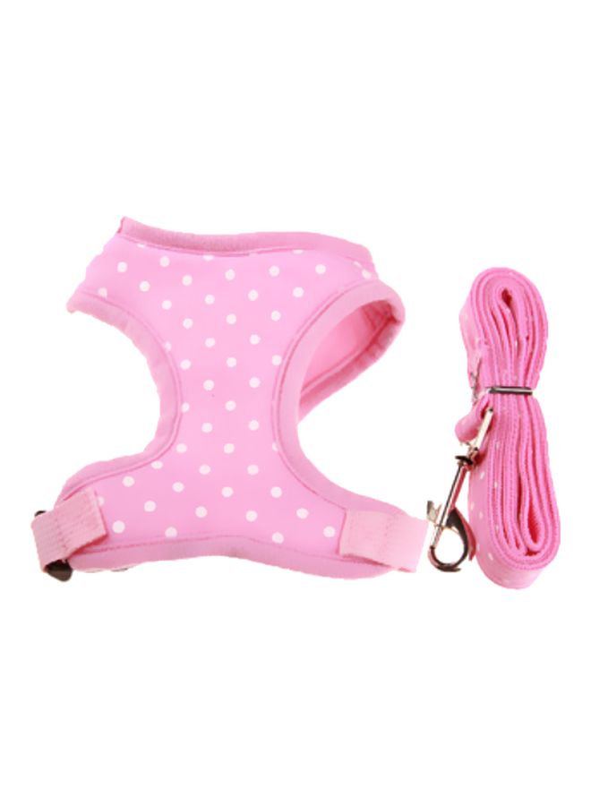 Nylon Polka Dot Pattern Leash With Vest Pink/White S