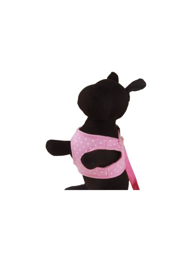 Nylon Polka Dot Pattern Leash With Vest Pink/White S