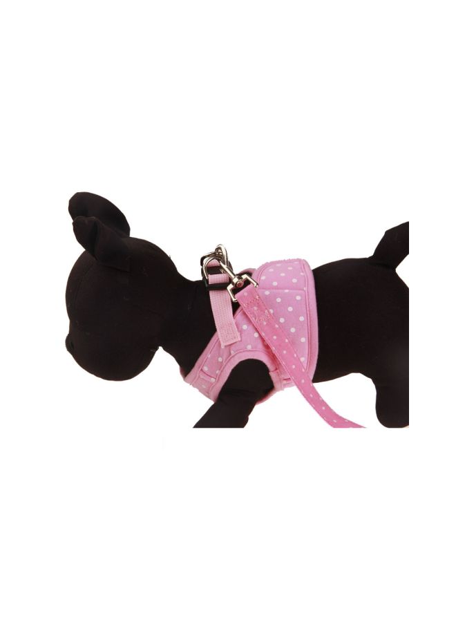 Nylon Polka Dot Pattern Leash With Vest Pink/White S