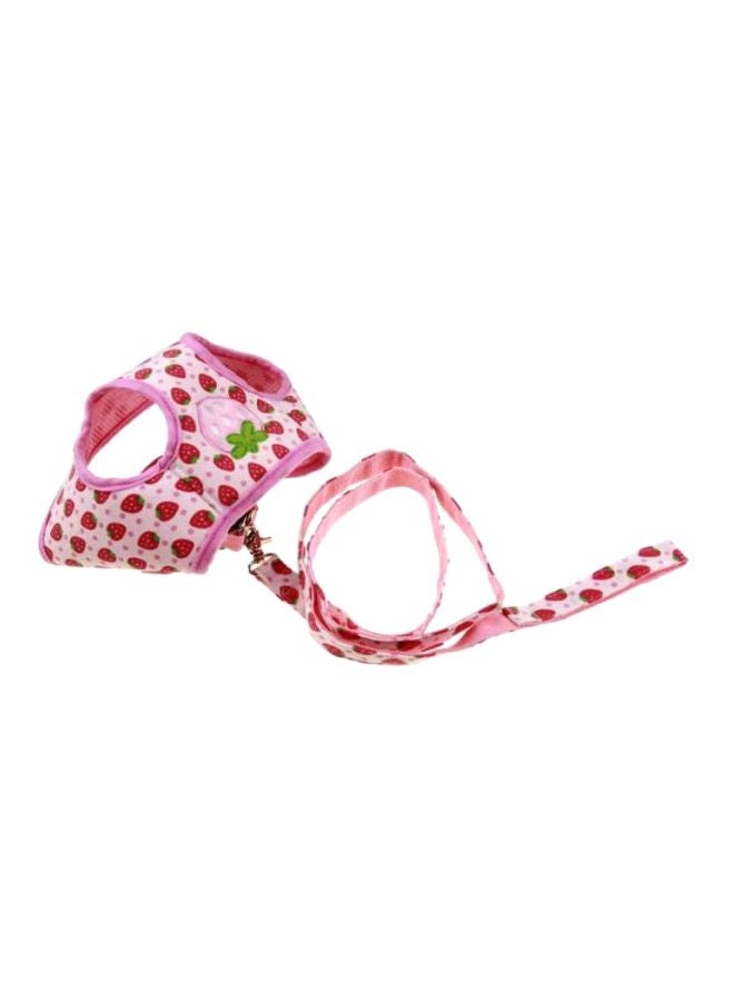 Strawberry Printed Harness With Leash Pink/White/Green 120cm