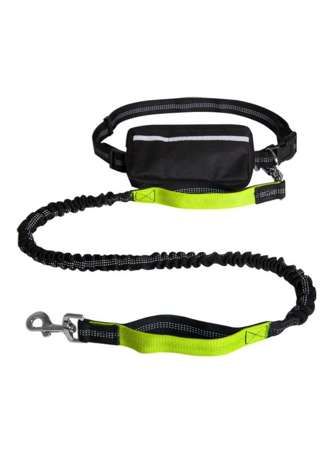 2-Piece Hands-Free Leash With Removable Zipper Pouch Black/Green 25x8x8cm