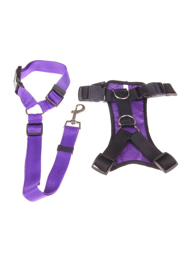 Pet Chest Strap Mesh Harness With Rope Chain Purple/Black 46-83cm