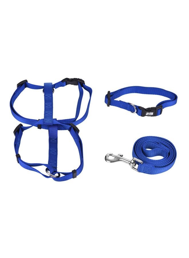 3-Piece Adjustable Harness And Leash Set Blue/Black 13cm