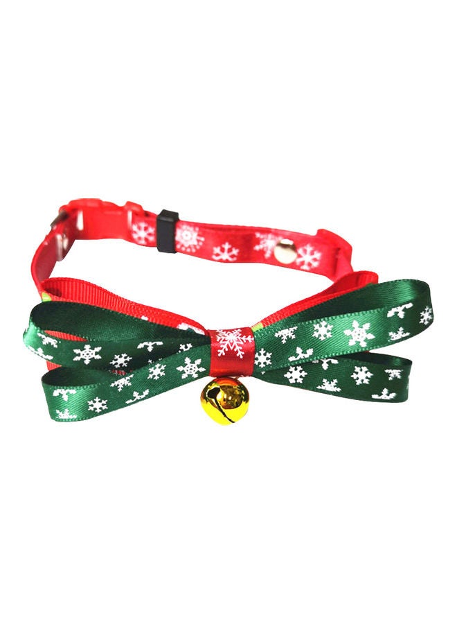 Adjustable Bell Neck Strap Collar Bow Tie Red/White/Green 42x11.5x1cm