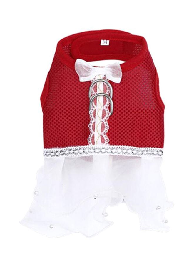 Short Skirt Tutu Harness Pet Dress Red/White M