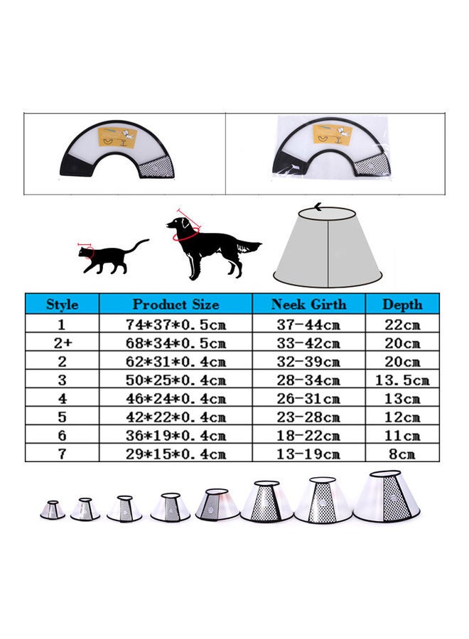 2-Piece Adjustable Anti-Biting Wound Healing Cone Collar Cover White/Black 23-28cm