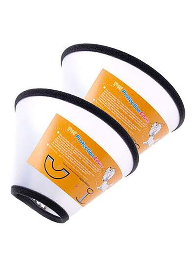 2-Piece Adjustable Anti-Biting Wound Healing Cone Collar Cover White/Black 33-42cm