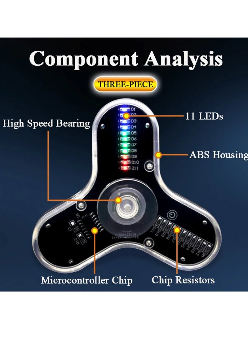 Fingertip Gyro Kit, 3 Leaves LED Rotating Gyroscope, Easy Assemble And Use Soldering Project Electronics Kit, Low Noise Fidget Spinner With Multiple Colorful Patterns, (1pc)