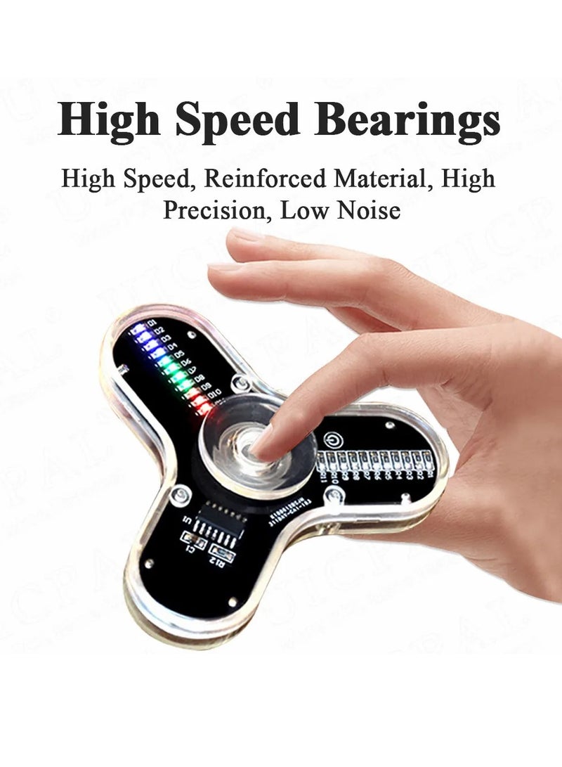 Fingertip Gyro Kit, 3 Leaves LED Rotating Gyroscope, Easy Assemble And Use Soldering Project Electronics Kit, Low Noise Fidget Spinner With Multiple Colorful Patterns, (1pc)