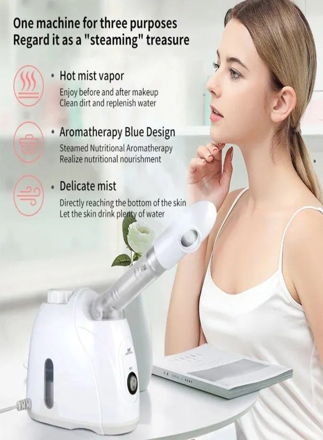 Face Steamer Facial Mist Steamer with Extendable Arm Steamer 360° Rotatable Sprayer Warm Mist Humidifier for Face Spa Sinuses Moisturizing Home Or Salon