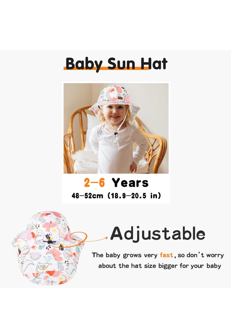 Baby Sun Hat, Toddler Sun Protection Hats with UPF 50+, Summer Outdoor Adjustable Beach Cap for 2-6 Years Kids Girl Boy Pink