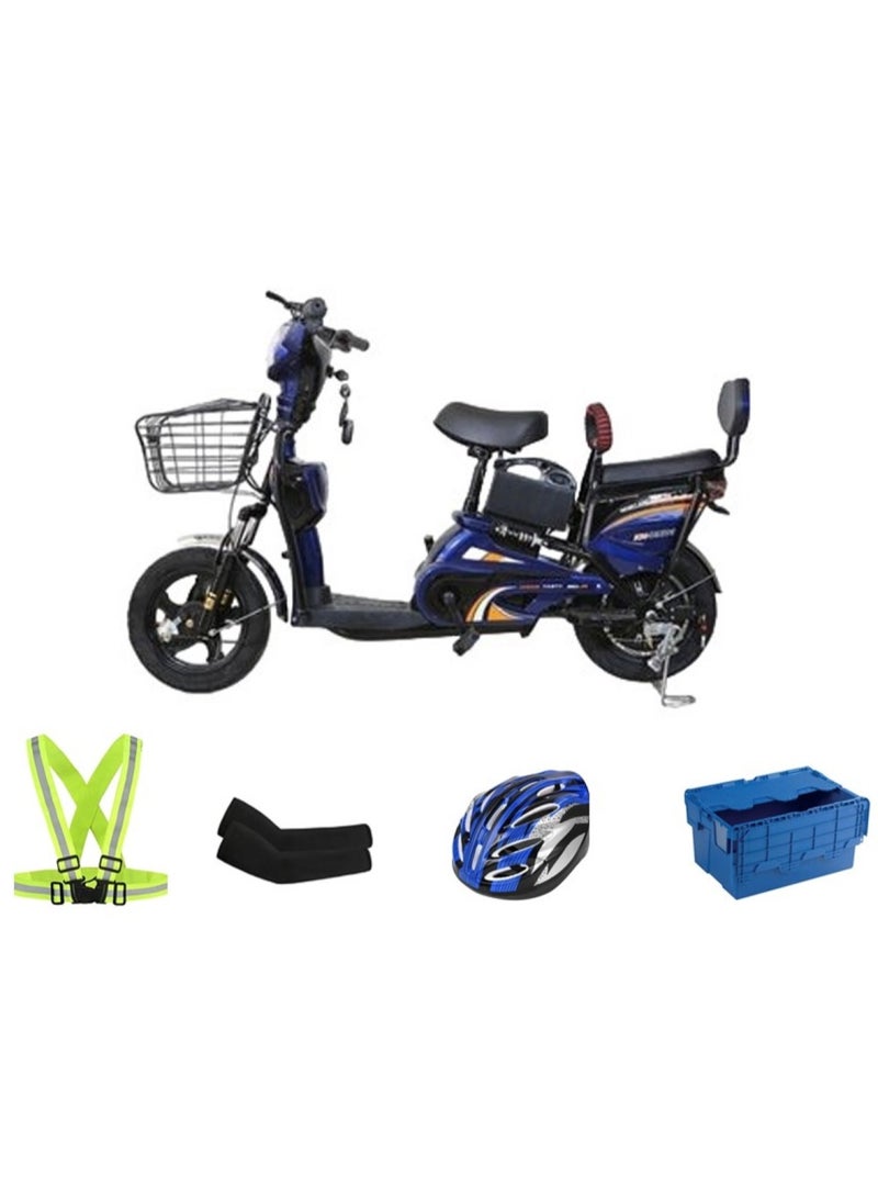 Electric Grocery Bike 14 size Tyre with Freebies Blue