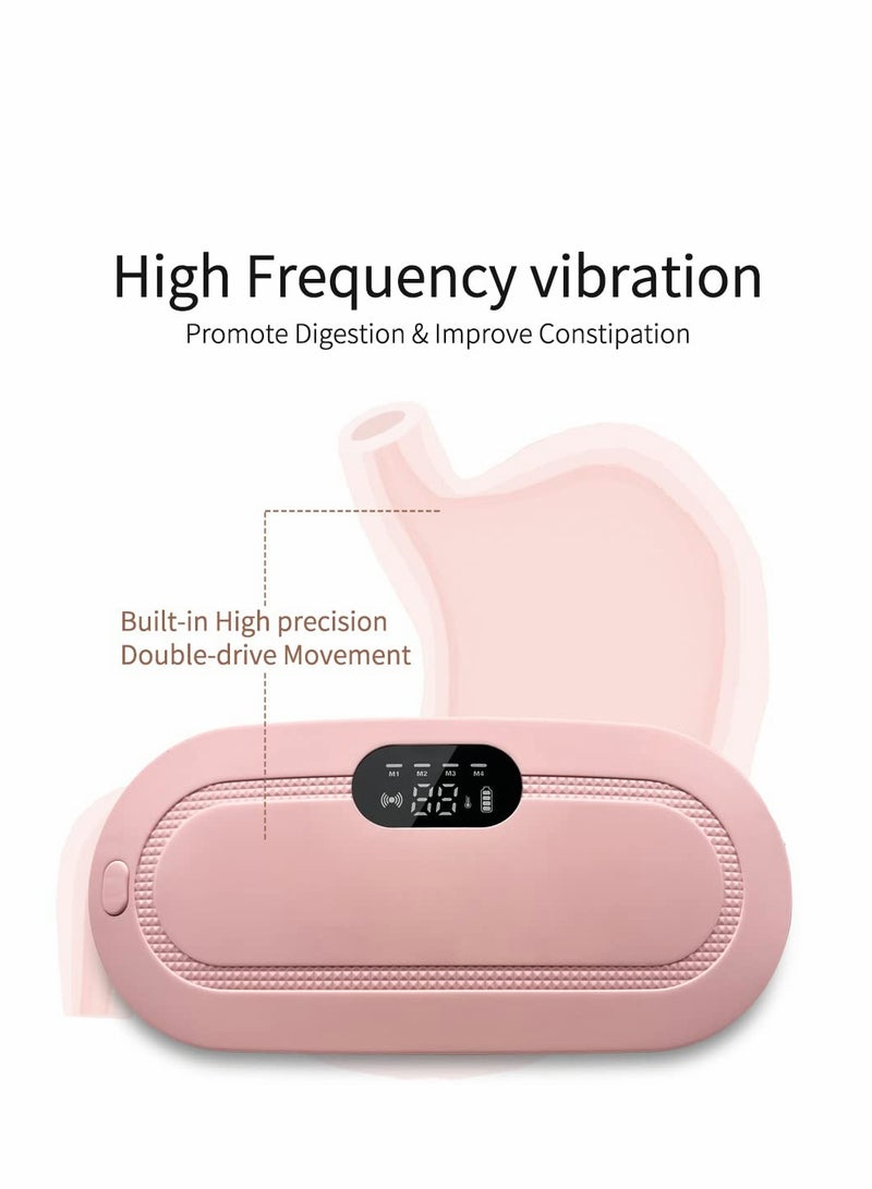 Portable Cordless Heating Pad, Electric Waist Belt Device, Fast Pad with 3 Heat Levels and 4 Massage Modes, Back or Belly for Women Girl(Pink)