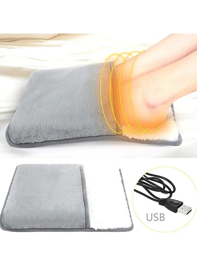 USB Electric Heating Pad Foot Massager - Portable Ultra Soft Flannel, Auto Off Functionality, Electric Foot Warmer for Men and Women, Reduces Pain, Washable Household Essential