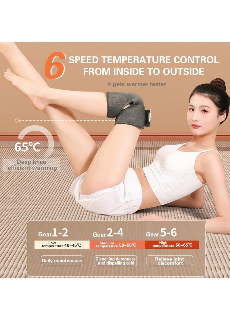 Heated Knee Massager Cordless Knee Massage Machine for Circulation and Pain Relief 3 Adjustable Vibrations and 6 Heating Modes 1 Pack