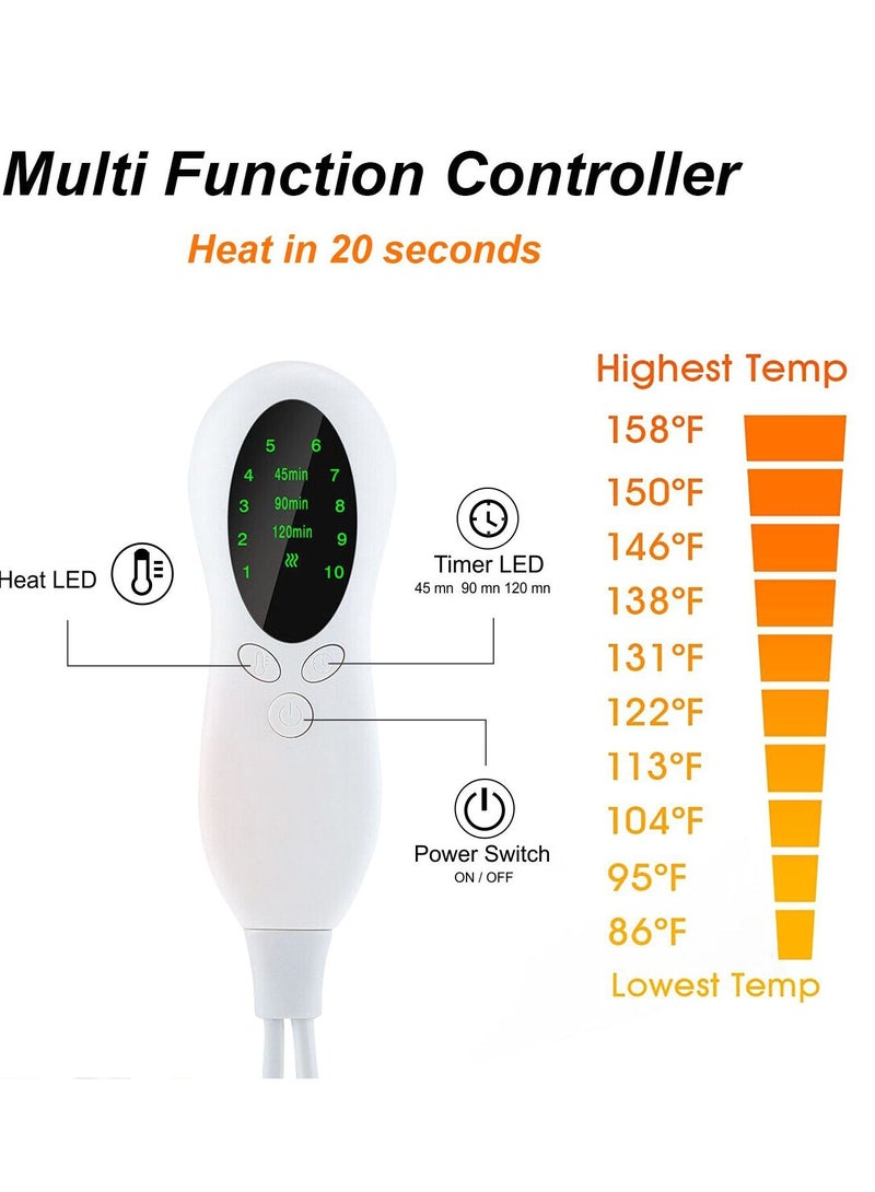 Heating Pad Electric for Pain Relief of Back Neck and Shoulder 10 Electric Temperature Options 4 Timer Settings Auto Shut Off 12 x 24 inches Heated Pad Massager - Heated Massager