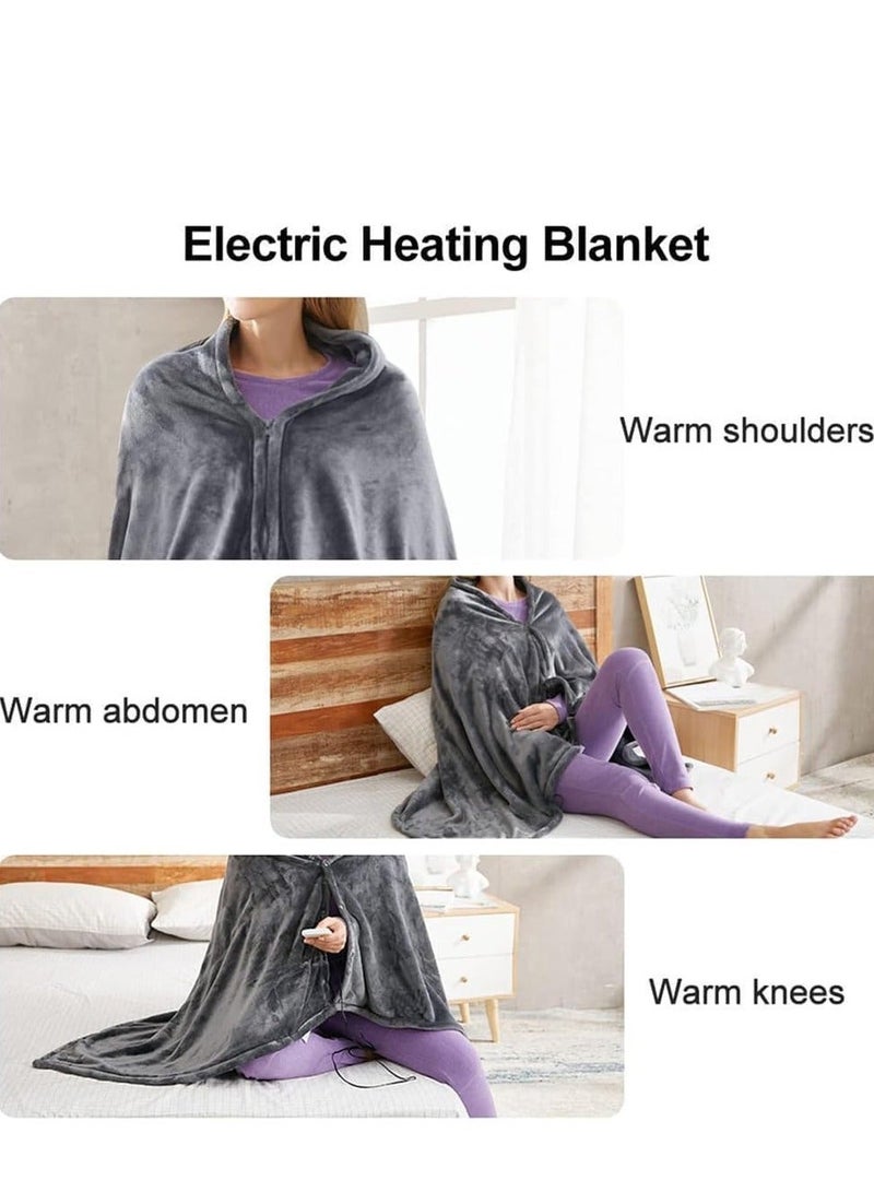 Heating Pad Electric Heating Shawl USB Heated Throw Blanket with Zipper Wearable Heated Throw Blanket with 3 Heating Levels Coral Velvet Blanket for Home Office Travel Use(150 * 85cm)