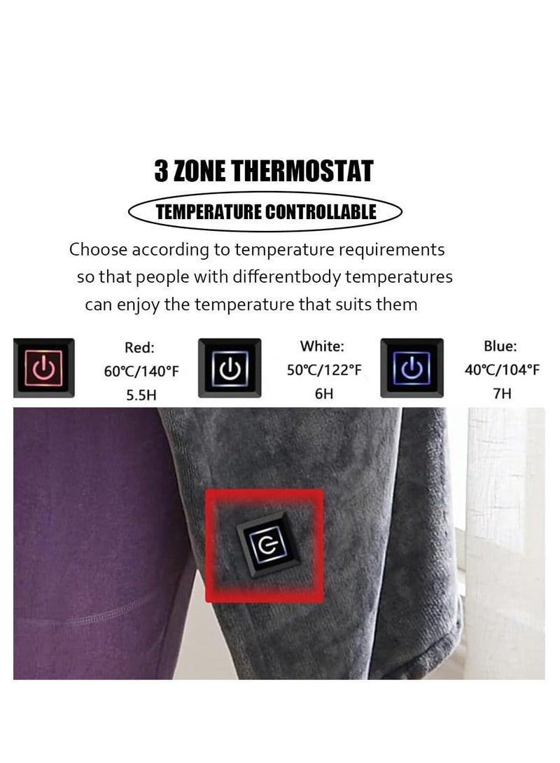 Heating Pad Electric Heating Shawl USB Heated Throw Blanket with Zipper Wearable Heated Throw Blanket with 3 Heating Levels Coral Velvet Blanket for Home Office Travel Use(150 * 85cm)