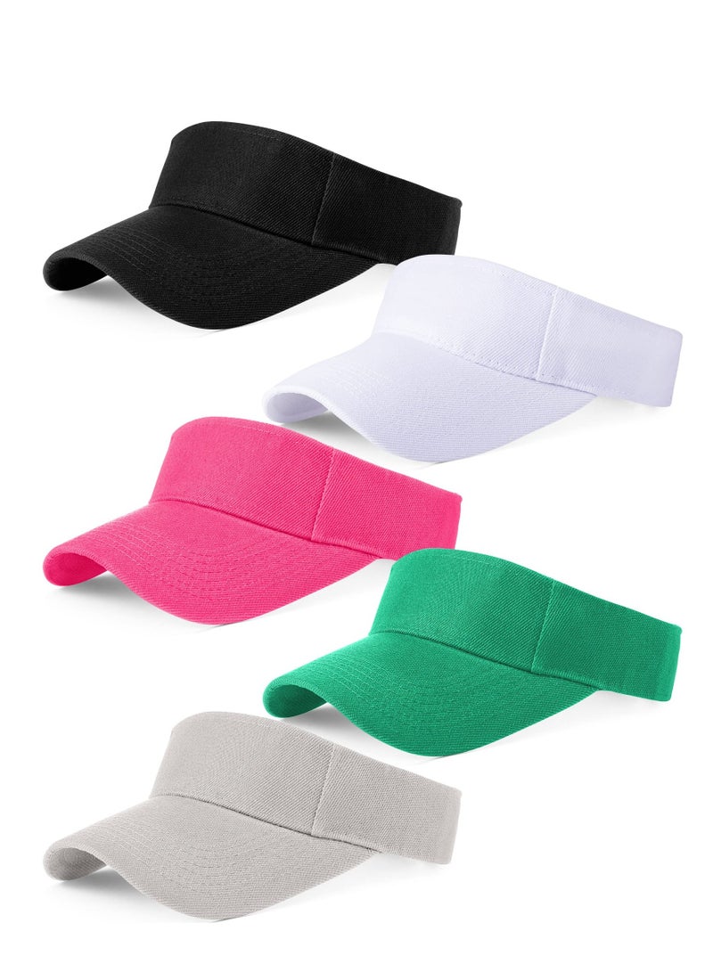 5 Pcs Sports Sun Visor Hats Visor Women Men Golf Visors Hat for Men Adjustable Visor Cap Athletic Visor Hat for Men Women