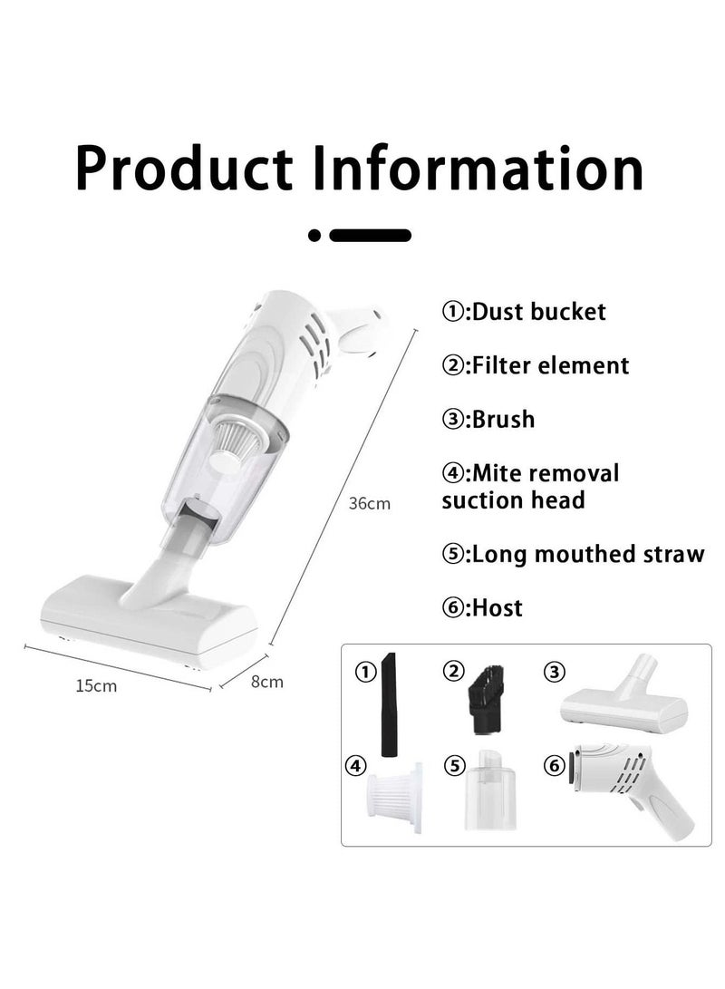 Vacuum Cleaner Hoovers Mite Removal Instrument Handheld Vacuum Cleaner Vacuum Cordless Cleaner Home Wireless Handheld Vacuum for Car Home Computer Keyboard (white)