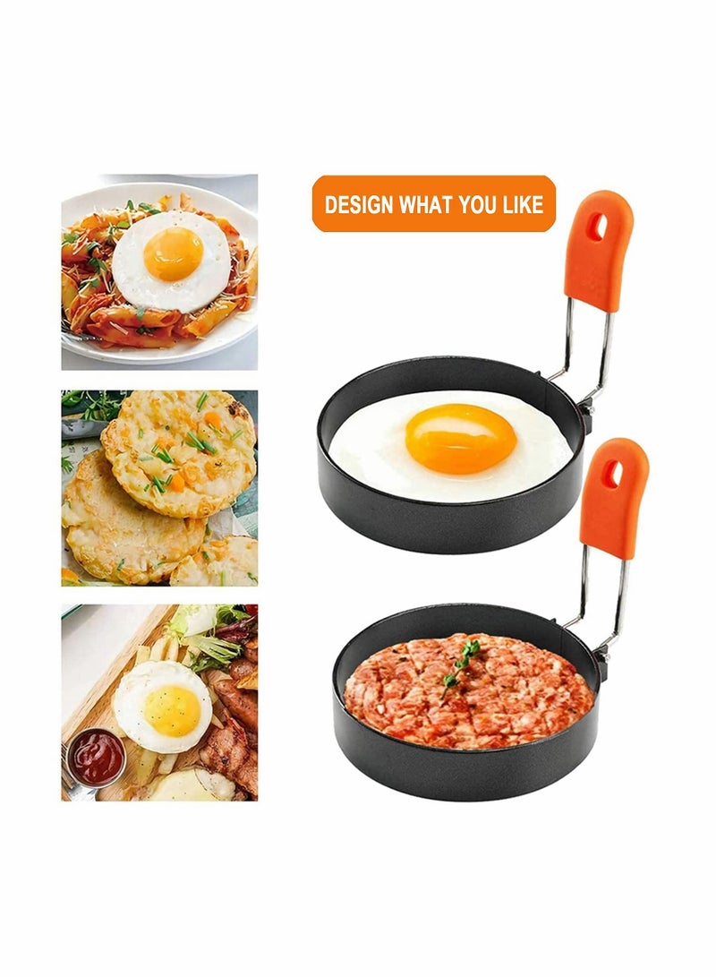 Egg Ring, Stainless Steel Egg Ring Moulds with Anti-scald Handle and Oil Brush