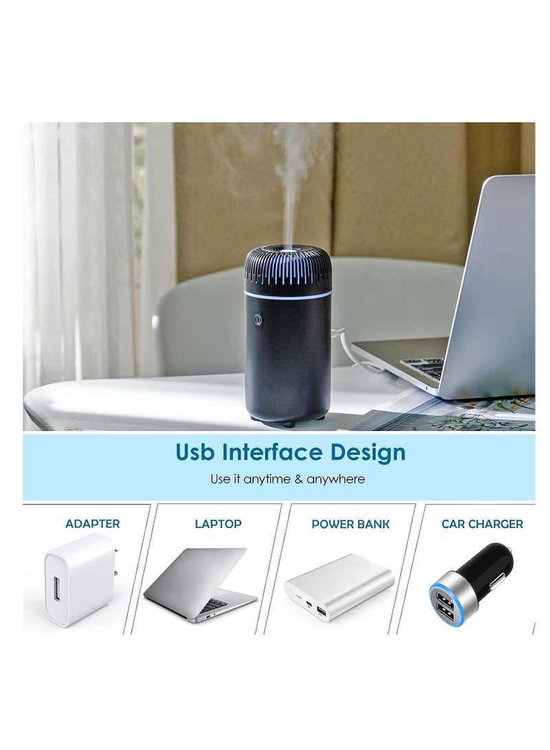 Car Diffuser USB Mini Humidifier Ultrasonic Essential Oil Cool Mist Air Freshener Car Office Bedroom Home Black