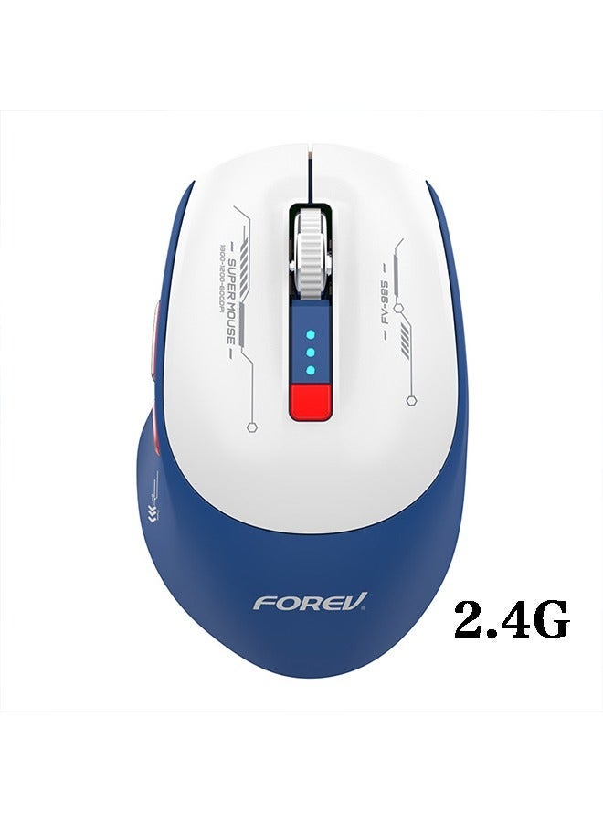 Ergonomic Design 2.4G Wireless Gaming Mouse, 6 Programmable Buttons, Portable Mouse,with USB Receiver, Maximum Acceleration 14 Inches/Second, Compatible with Windows and MacOS(Blue/White）