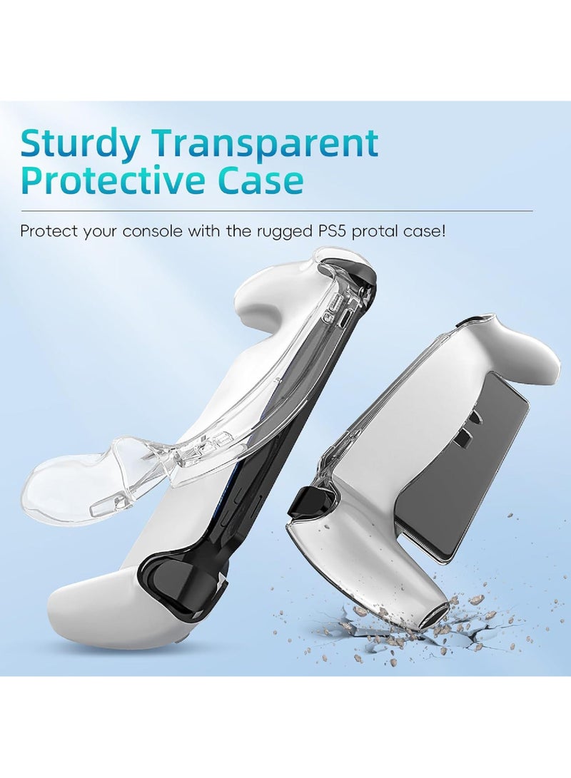 PC Case for PlayStation Portal Remote Player 3-In-1 Set with Hard PC Case Tempered Film Thumb Cap for PS5 Playstatiofn Portal Accessory Kit