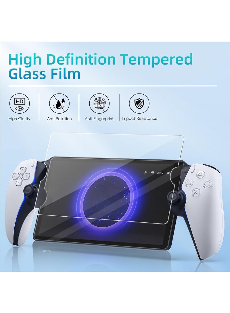 PC Case for PlayStation Portal Remote Player 3-In-1 Set with Hard PC Case Tempered Film Thumb Cap for PS5 Playstatiofn Portal Accessory Kit