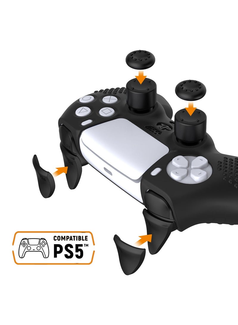 P5 Controller Handle Protection Set, Silicone Protective Shell Controller Cover for PlayStation 5 Console (Disc Version) Black