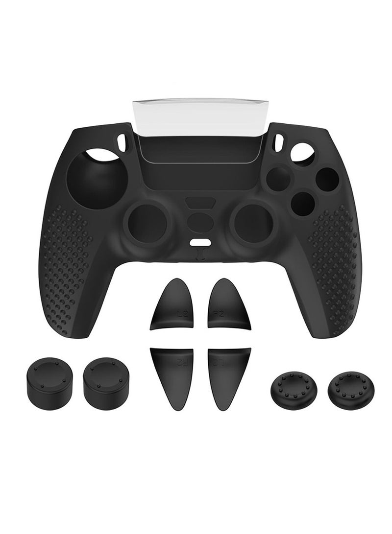 P5 Controller Handle Protection Set, Silicone Protective Shell Controller Cover for PlayStation 5 Console (Disc Version) Black