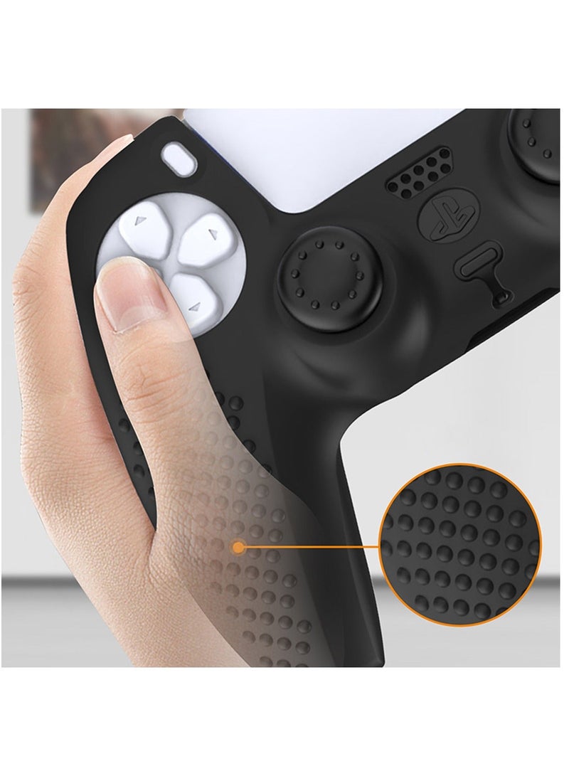 P5 Controller Handle Protection Set, Silicone Protective Shell Controller Cover for PlayStation 5 Console (Disc Version) Black