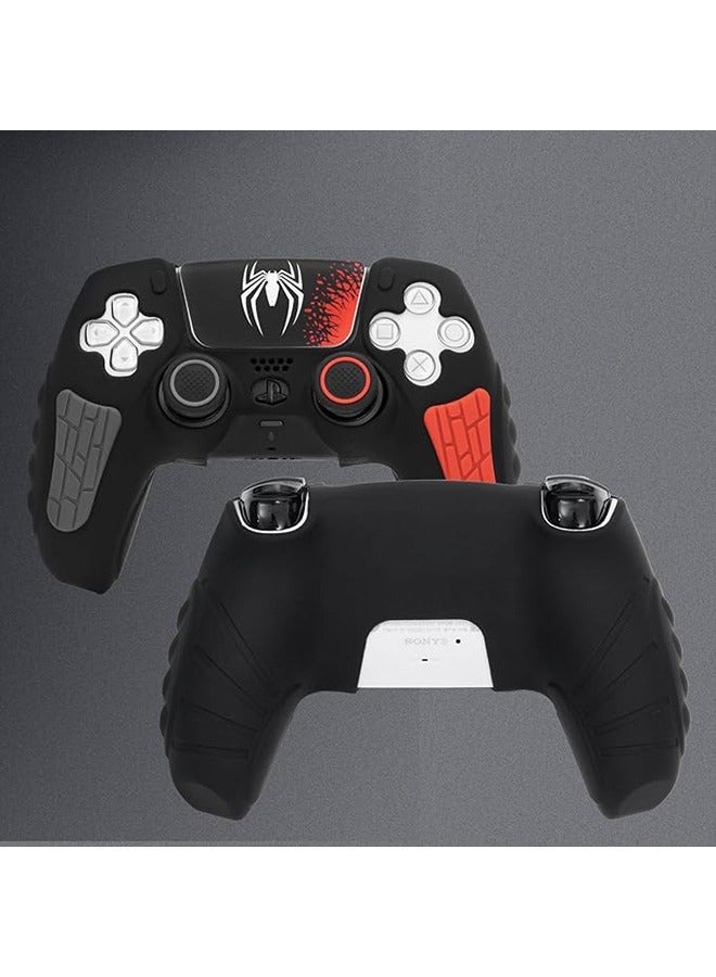 Playstation 5 Controller Cover Case Anti-Slip Silicone Cover Skin for PS5 Dual Sense Controller with Thumb Grip Caps Silicone Case Joystick Protectors and Cover Wrap Sticker(Black/Red/Gray)