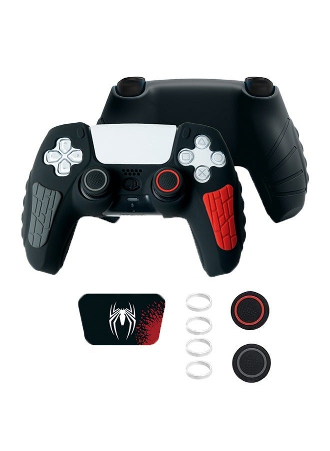 Playstation 5 Controller Cover Case Anti-Slip Silicone Cover Skin for PS5 Dual Sense Controller with Thumb Grip Caps Silicone Case Joystick Protectors and Cover Wrap Sticker(Black/Red/Gray)