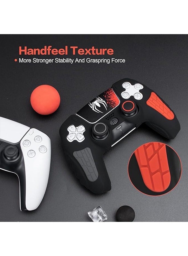 Playstation 5 Controller Cover Case Anti-Slip Silicone Cover Skin for PS5 Dual Sense Controller with Thumb Grip Caps Silicone Case Joystick Protectors and Cover Wrap Sticker(Black/Red/Gray)