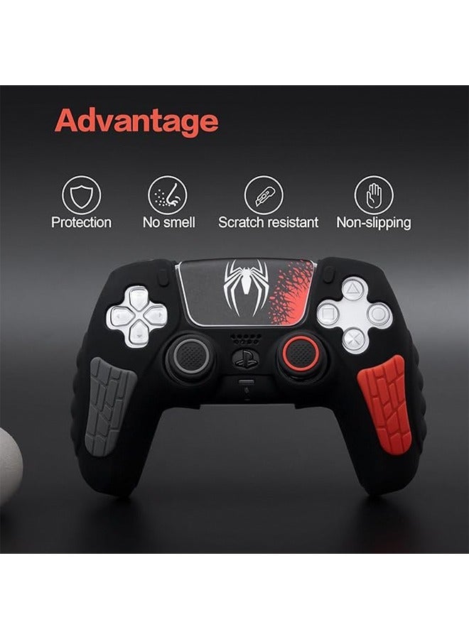 Playstation 5 Controller Cover Case Anti-Slip Silicone Cover Skin for PS5 Dual Sense Controller with Thumb Grip Caps Silicone Case Joystick Protectors and Cover Wrap Sticker(Black/Red/Gray)