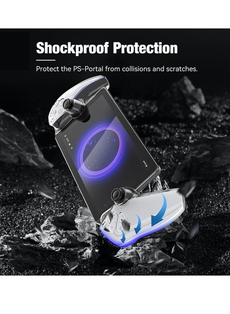 Crystal Clear Hard Protective Case for Playstation 5 Portal,Anti-Scratch Protective Cover with Ergonomic Grip for Playstation Portal Remote Player, Transparent