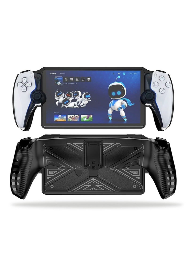 Silicone Protecor Cover Case Compatible with Playstation Portal Remote Player,Protective Skin Cover for PS5 Portal-Shockproof Anti-Scratch Soft TPU with bracket (Black)