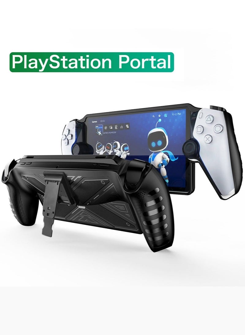 Silicone Protecor Cover Case Compatible with Playstation Portal Remote Player,Protective Skin Cover for PS5 Portal-Shockproof Anti-Scratch Soft TPU with bracket (Black)
