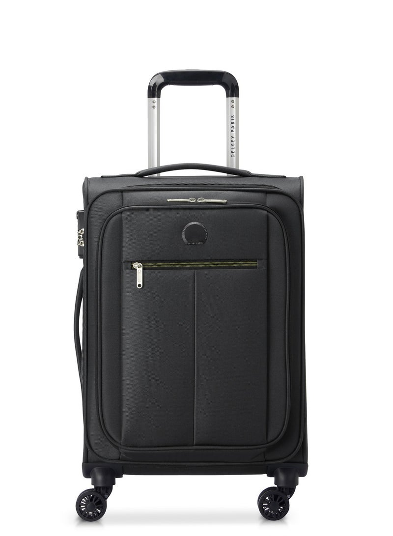 Delsey Pin Up 6 55cm Softcase 4 Double Wheel Cabin Trolley Case Black