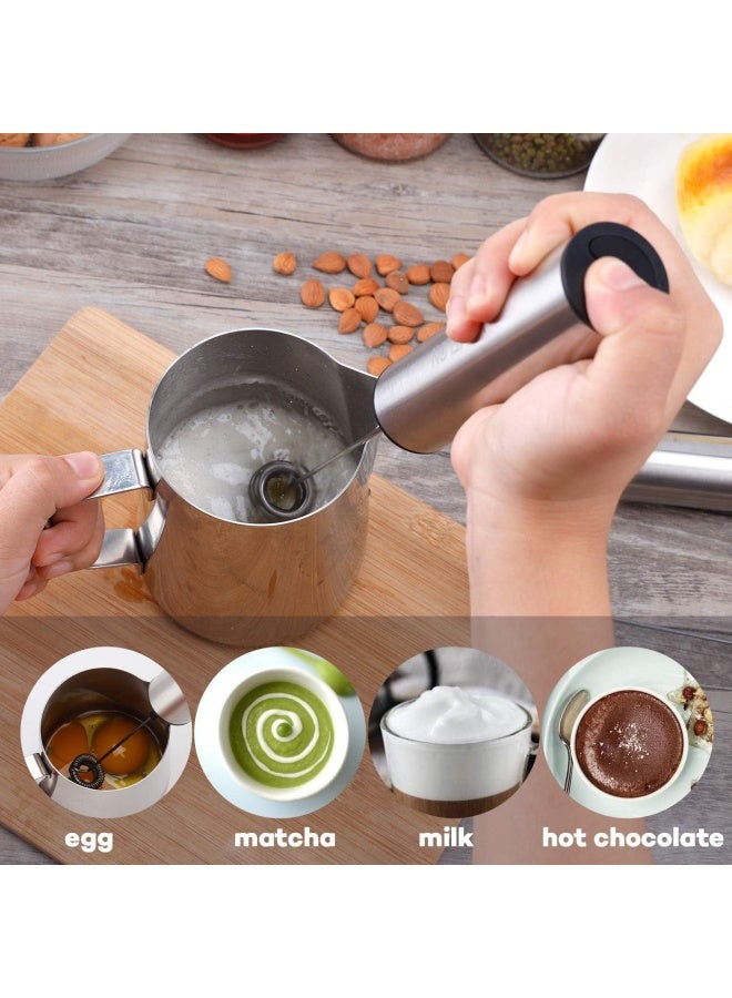 Rechargeable Milk Frother Battery Operated,2-Speed Portable Travel Frother,Electric Milk Foamer Coffee Frother For Latte, Cappuccino, Hot Chocolate Drink Mixer With Double Mini Whisks And Usb Cable