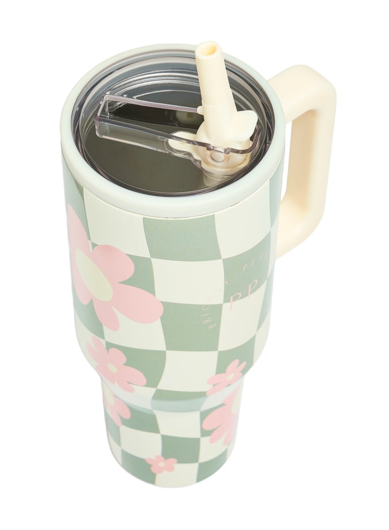 Stainless Steel 40 Oz Hydrator Flask Floral Gingham