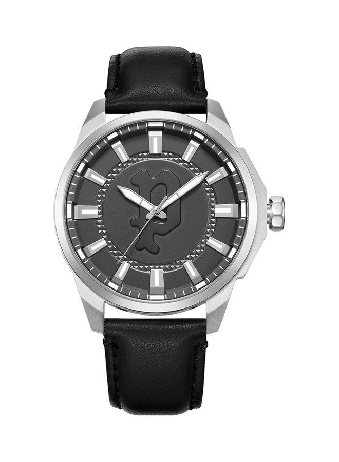 Laweka Watch For Men Black Dial And Black Leather Strap