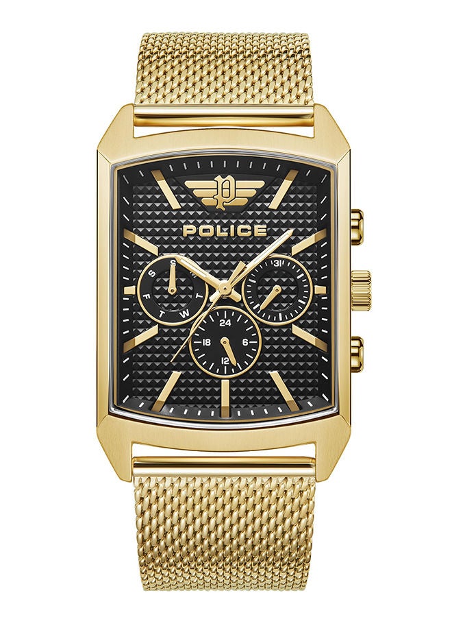 Saleve Watch For Men Black Dial And Yellow Gold Plated Mesh Bracelet