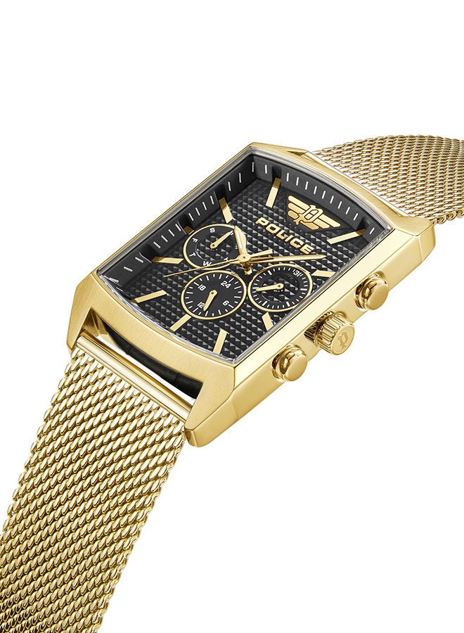 Saleve Watch For Men Black Dial And Yellow Gold Plated Mesh Bracelet