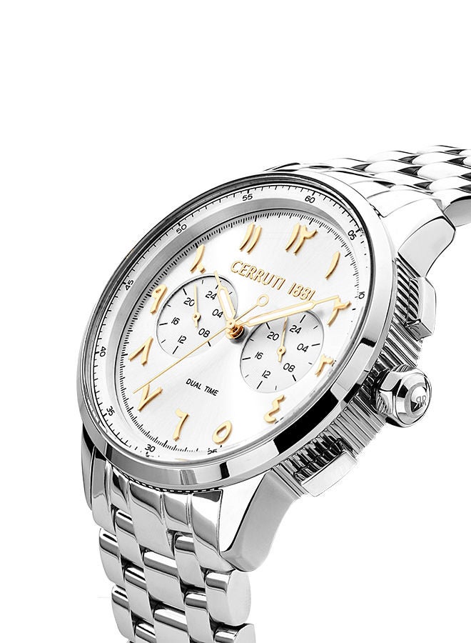 Men's Round Shape Stainless Steel Band Analog Wrist Watch 44 mm - White Dial - CIWGK2224908