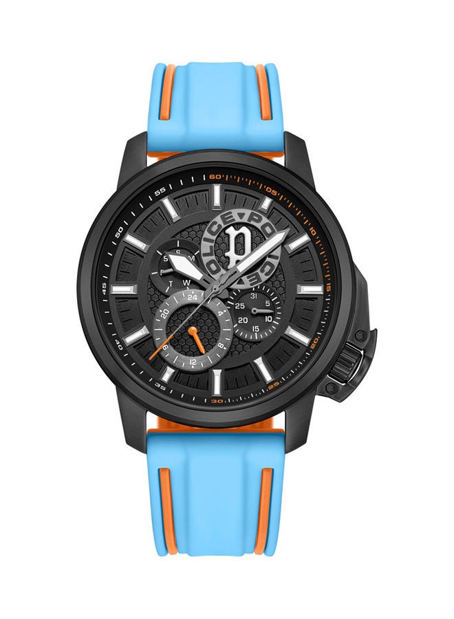 POLICE - Kavalan Watch For Men Black Dial With Blue Silicone Strap