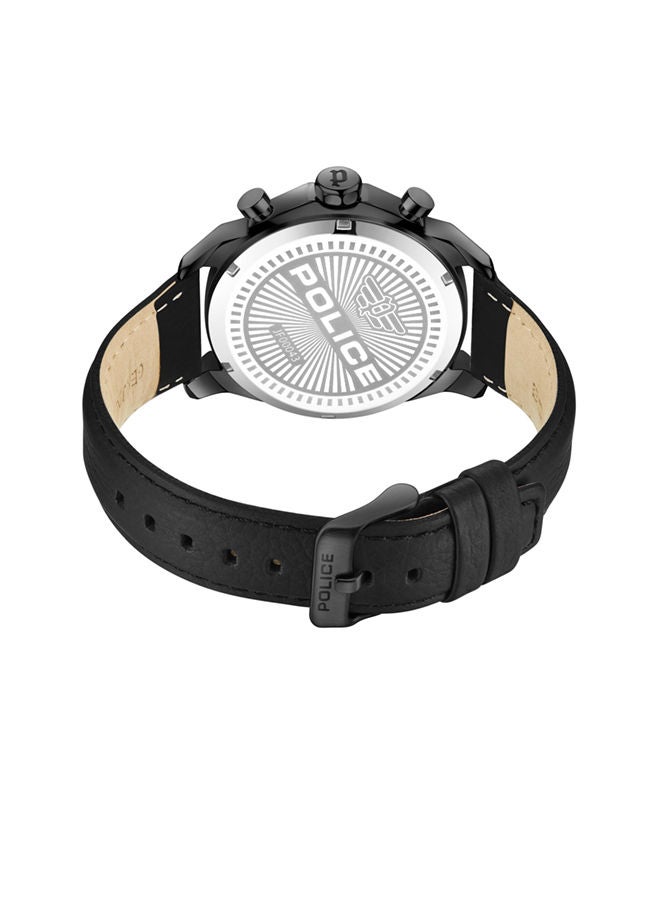 POLICE - Menelik Watch For Men Charcoal Black Leather Strap - PEWJF0004303