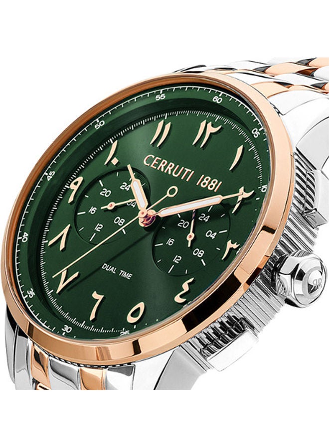 Men's Round Shape Stainless Steel Band Analog Wrist Watch 44 mm - Green Dial - CIWGK2224906