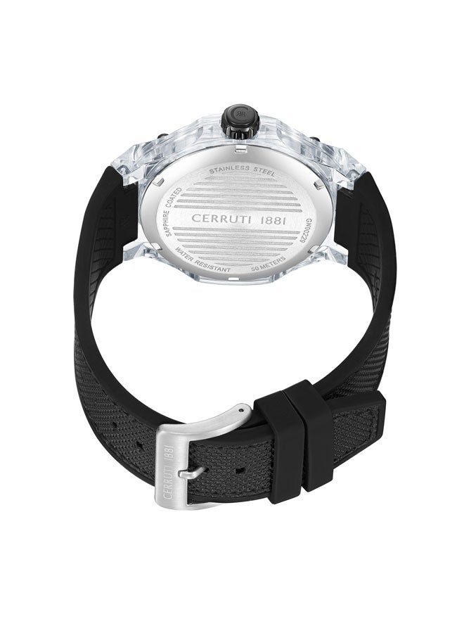 Lucardo 52mm Men's Analog Watch with Black Nylon-Genuine Leather Strap